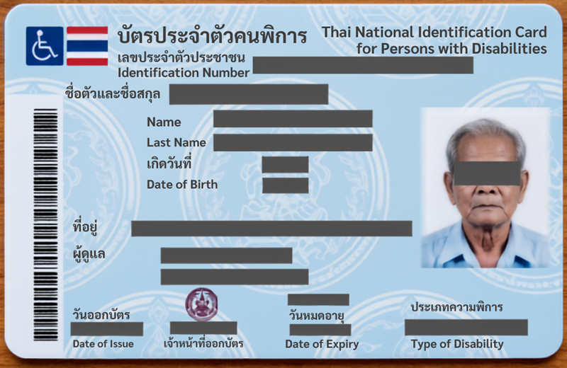 ตัวอย่างด้านหน้าบัตรประจำตัวผู้พิการ
