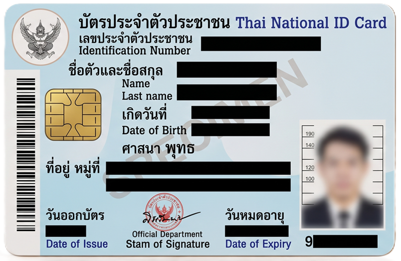 ตัวอย่างบัตรประจำตัวประชาชน